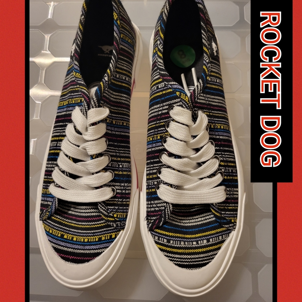 Rocket Dog Colorful Striped Lace-Up Sneakers
